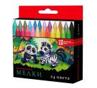 Мелки восковые 24цв. "Зверята"