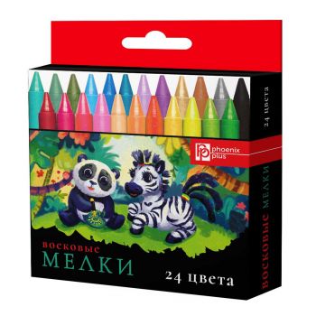 Мелки восковые 24цв. "Зверята"