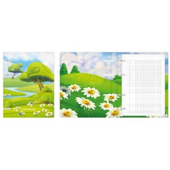 Тетрадь 80л. клетка "Ромашки" на кольцах