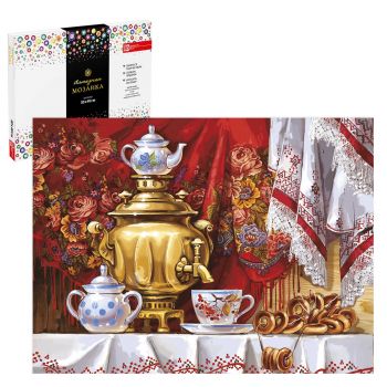 Алмазная мозаика "Чаепитие с самоваром" 30х40см