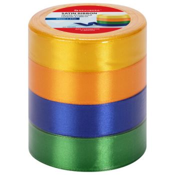 Лента атласная "Brauberg" ширина 25мм, набор №2 4 цвета по 23м