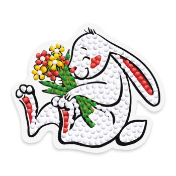 Магнит из алмазной мозаики "Кролик" 8,5х7,5 см